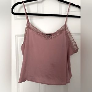 Wild Fable dusty rose crop cami w lace trim